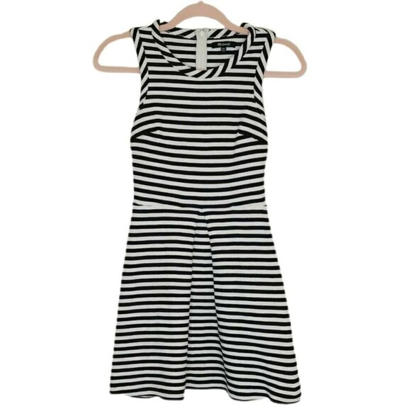 Madewell Black & White Striped Cotton Knit Afternoon Mini Dress Size XXS - Picture 1 of 10